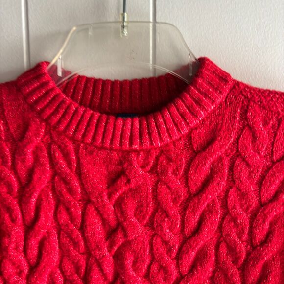 Old Navy Girls XL 14-16 Red Cable Knit Crew Neck Sweater Holiday Winter Style #V - Picture 5 of 7